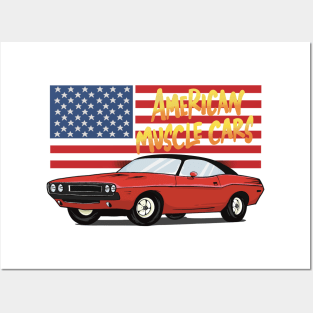 The Red American Muscle Cars Posters and Art